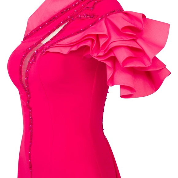 Fouad Sarkis Couture Gown in fushia worn once and dry cleaned - Picture 2 of 4